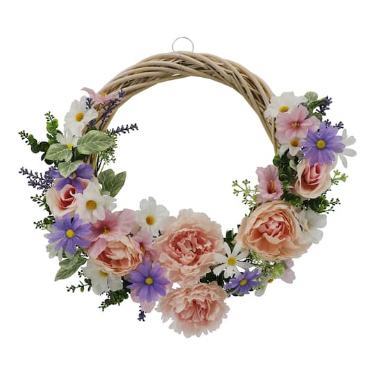 2ft. Pink Peony, Daisy &#x26; Lavender Wreath by Ashland&#xAE;